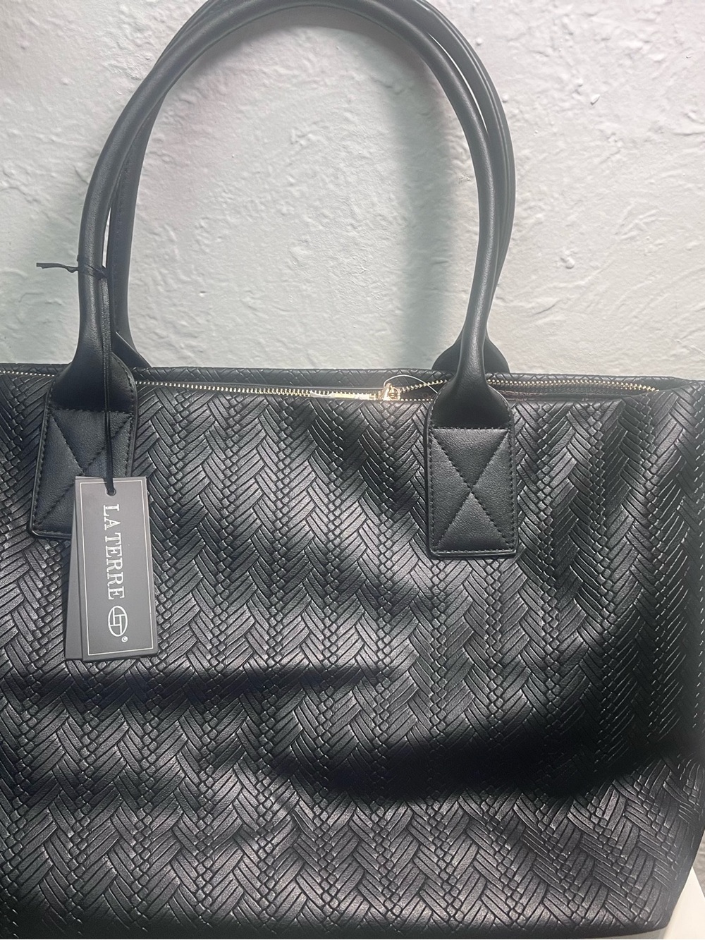 Black Woven Tote Bag